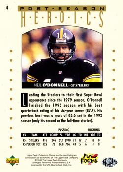1995 Collector's Choice Update - Post-Season Heroics Gold #4 Neil O'Donnell Back