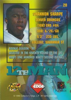 1995 Collector's Edge - 12th Man Exchange #20 Shannon Sharpe Back