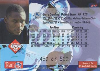 1995 Collector's Edge - 22K Gold #69 Barry Sanders Back