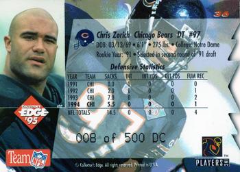1995 Collector's Edge - 22K Gold Die Cuts #36 Chris Zorich Back