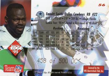 1995 Collector's Edge - 22K Gold Die Cuts #56 Emmitt Smith Back