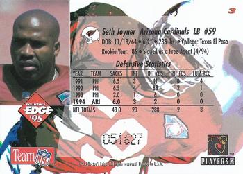 1995 Collector's Edge - Black Label #3 Seth Joyner Back