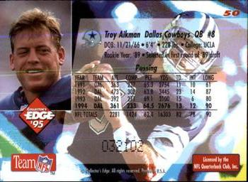 1995 Collector's Edge - Black Label #50 Troy Aikman Back