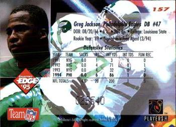 1995 Collector's Edge - Black Label #157 Greg Jackson Back
