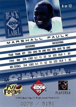 1995 Collector's Edge - Black Label Quantum Motion #6 Marshall Faulk Back