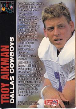 1994 Action Packed - 24K Gold #G1 Troy Aikman Back