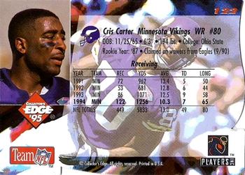 1995 Collector's Edge - Black Label Silver Die Cuts #122 Cris Carter Back