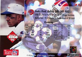 1995 Collector's Edge - Die Cuts #21 Andre Reed Back