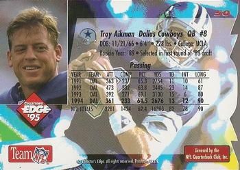1995 Collector's Edge - Die Cuts #50 Troy Aikman Back