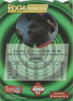 1995 Collector's Edge - EdgeTech Quantum Motion Die Cuts #22 Jerry Rice Back
