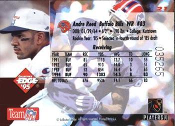 1995 Collector's Edge - Gold Logo #21 Andre Reed Back