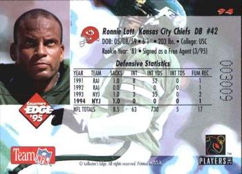 1995 Collector's Edge - Gold Logo #94 Ronnie Lott Back