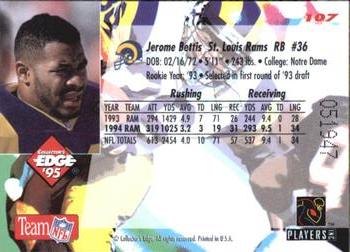 1995 Collector's Edge - Gold Logo #107 Jerome Bettis Back