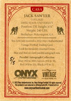 2022 Onyx Vintage College Football - Black Signature Autographs #CASA Jack Sawyer Back