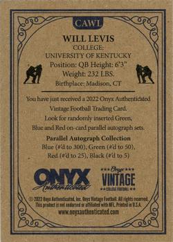 2022 Onyx Vintage College Football - Blue Signature Autographs #CAWL Will Levis Back