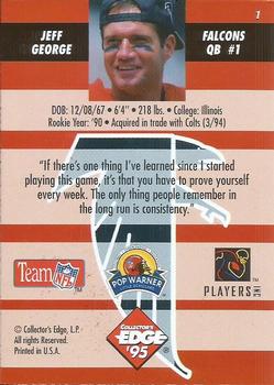 1995 Collector's Edge Instant Replay #1 Jeff George Back
