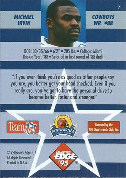 1995 Collector's Edge Instant Replay #7 Michael Irvin Back