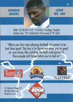 1995 Collector's Edge Instant Replay #11 Herman Moore Back