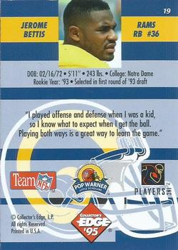 1995 Collector's Edge Instant Replay #19 Jerome Bettis Back