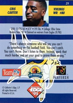 1995 Collector's Edge Instant Replay #21 Cris Carter Back