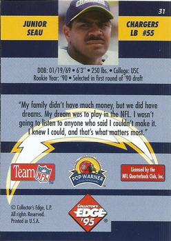 1995 Collector's Edge Instant Replay #31 Junior Seau Back