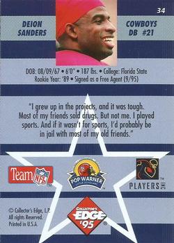 1995 Collector's Edge Instant Replay #34 Deion Sanders Back