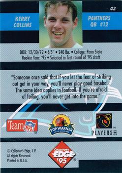 1995 Collector's Edge Instant Replay #42 Kerry Collins Back