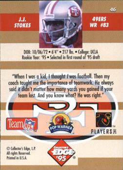 1995 Collector's Edge Instant Replay #46 J.J. Stokes Back