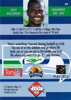 1995 Collector's Edge Instant Replay #48 Joey Galloway Back