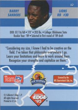 1995 Collector's Edge Instant Replay - Prisms #12 Barry Sanders Back