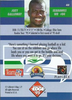 1995 Collector's Edge Instant Replay - Prisms #48 Joey Galloway Back