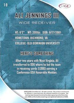 2023 SAGE HIT #19 Ali Jennings III Back