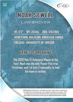 2023 SAGE HIT #33 Noah Sewell Back