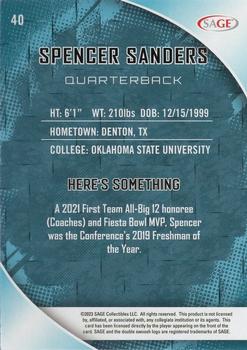 2023 SAGE HIT #40 Spencer Sanders Back