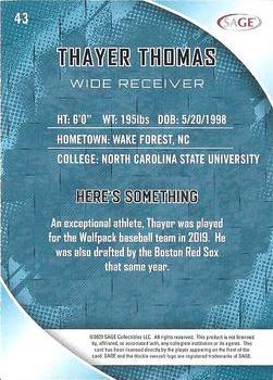2023 SAGE HIT #43 Thayer Thomas Back