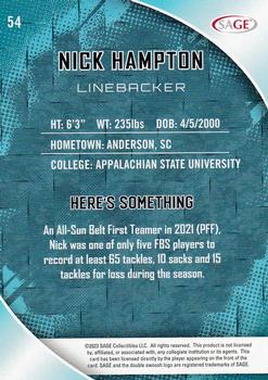 2023 SAGE HIT #54 Nick Hampton Back