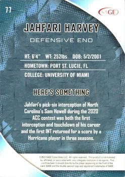 2023 SAGE HIT #77 Jahfari Harvey Back