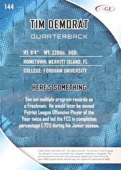 2023 SAGE HIT #144 Tim DeMorat Back