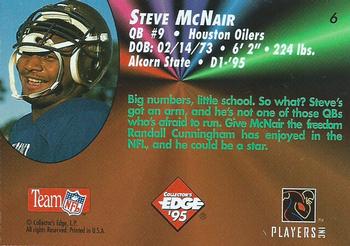 1995 Collector's Edge - Rookies Black Label #6 Steve McNair Back