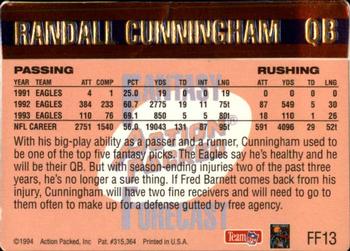 1994 Action Packed - Fantasy Forecast #FF13 Randall Cunningham Back