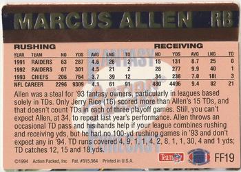 1994 Action Packed - Fantasy Forecast #FF19 Marcus Allen Back