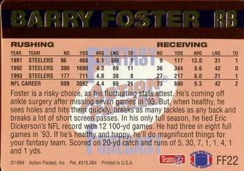 1994 Action Packed - Fantasy Forecast #FF22 Barry Foster Back