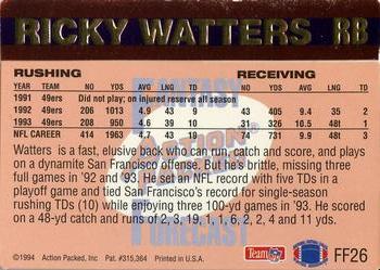 1994 Action Packed - Fantasy Forecast #FF26 Ricky Watters Back