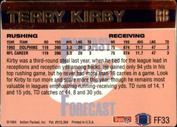 1994 Action Packed - Fantasy Forecast #FF33 Terry Kirby Back