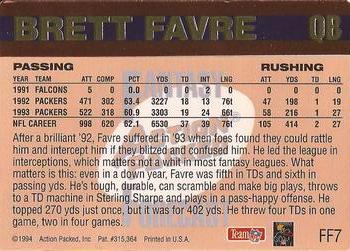 1994 Action Packed - Fantasy Forecast #FF7 Brett Favre Back