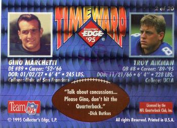 1995 Collector's Edge - TimeWarp Black Label 22K Gold #2 Troy Aikman / Gino Marchetti Back