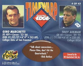 1995 Collector's Edge - TimeWarp Jumbos #4 Gino Marchetti / Troy Aikman Back