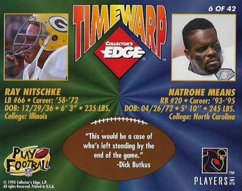 1995 Collector's Edge - TimeWarp Jumbos #6 Ray Nitschke / Natrone Means Back