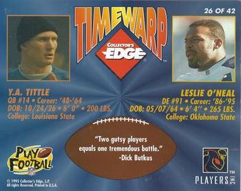 1995 Collector's Edge - TimeWarp Jumbos #26 Y.A. Tittle / Leslie O'Neal Back