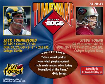1995 Collector's Edge - TimeWarp Jumbos Autographs #34 Jack Youngblood / Steve Young Back